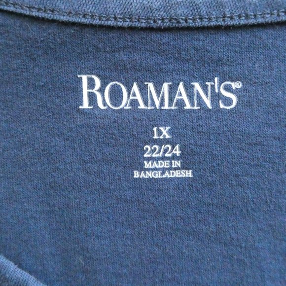 Roaman's Navy Blue Henley Tee Size 22/24 1X - Picture 7 of 8
